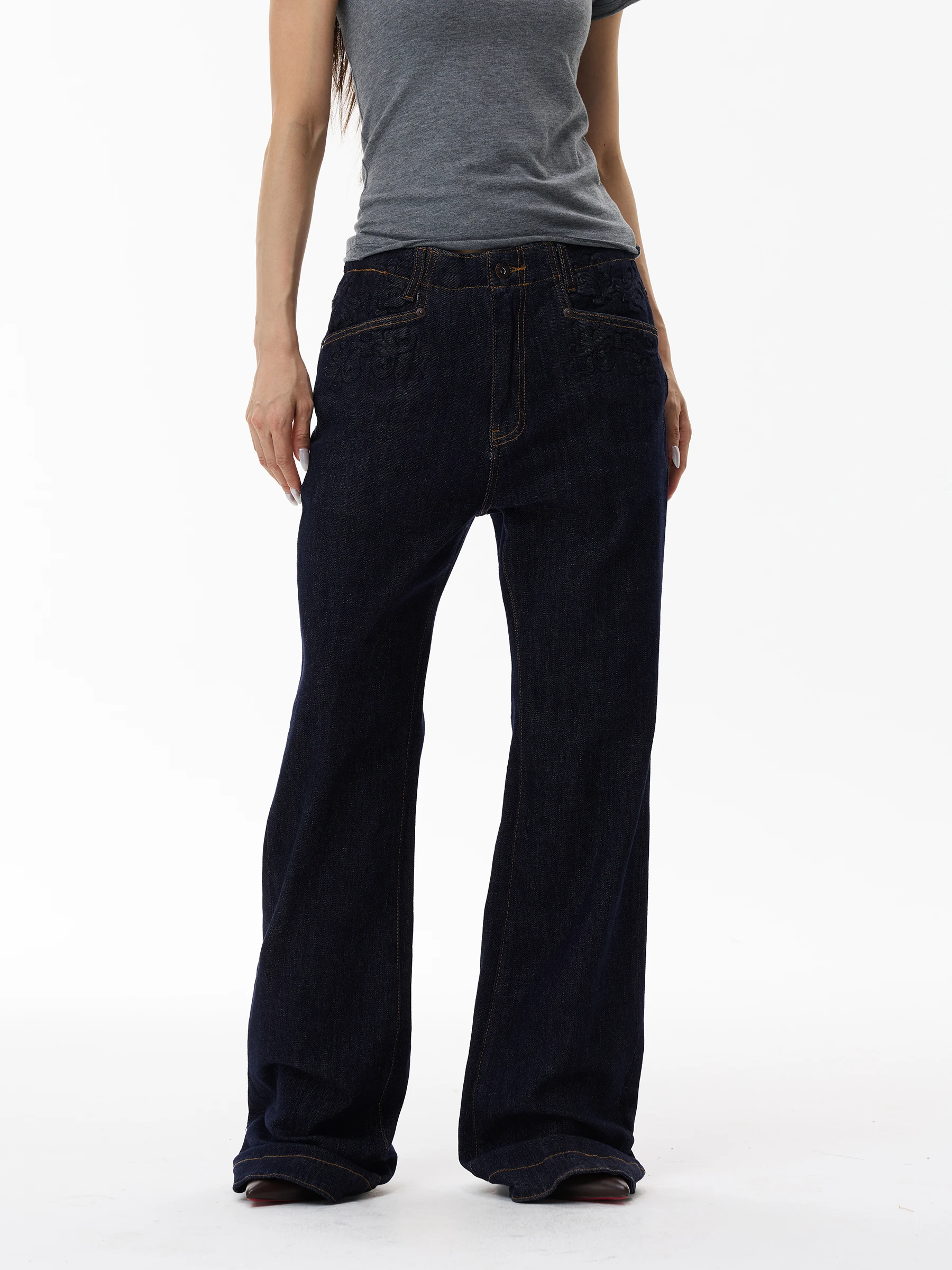 WLNEXT Calças Jeans Vintage Americanas Slim Fit com Barra Larga na Cor Original para Homens e Mulheres – Sensação de Luxo, Te...