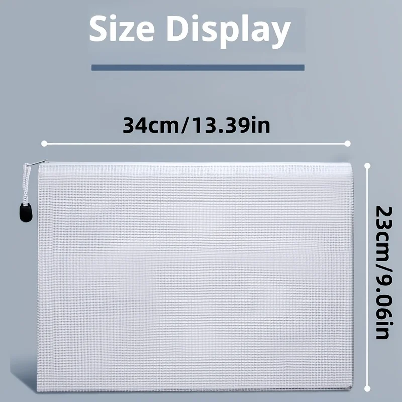 4pcs A4 Mesh Document Pouch | Thickened Zipper File Bags, Colorful PVC Document Organizer for Office School Supplies