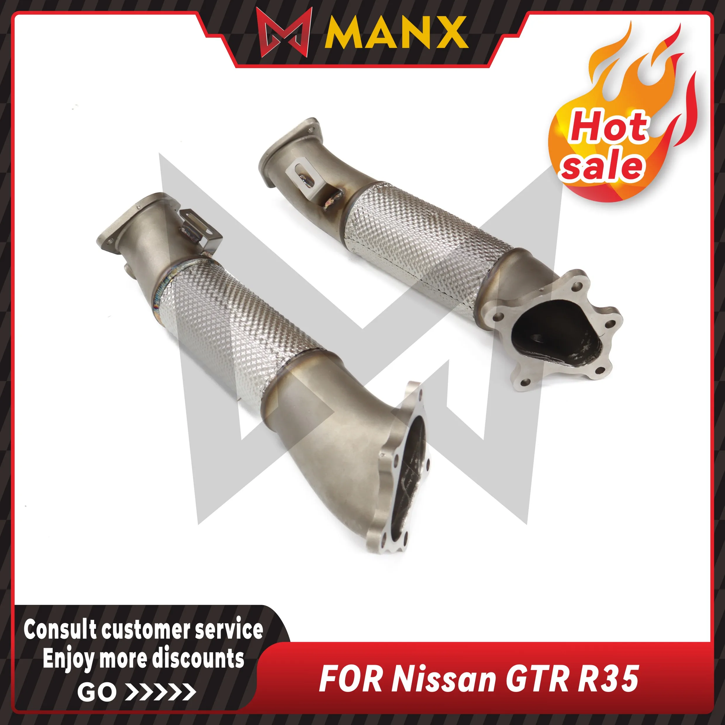 

MANX Car Exhaust system for Nissan GTR R35 Catalyzed Downpipe Catless Downpipe Stainless steels Performance exhaust pipe