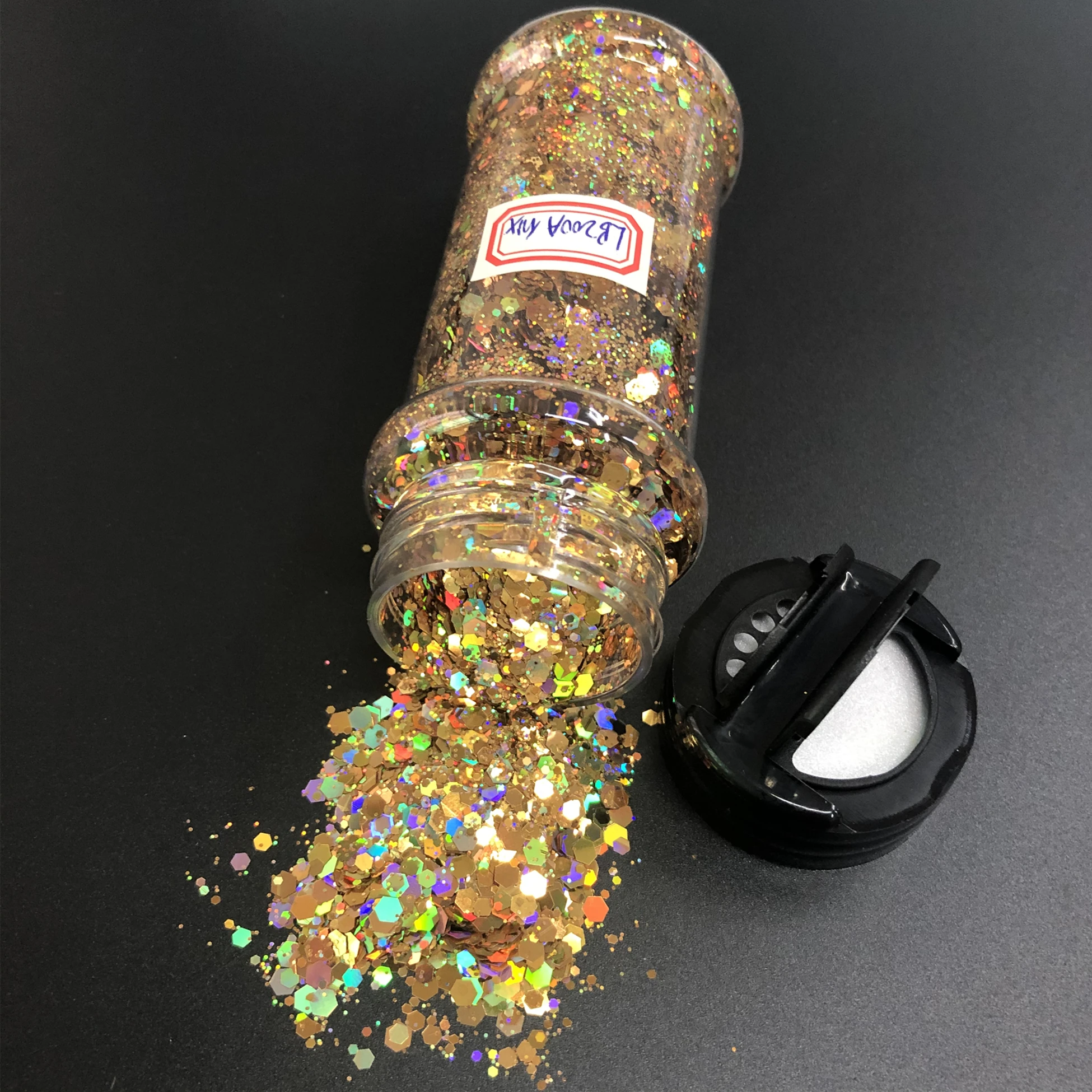 2oz / 57g Shaker Packing Bulk PET Chameleon Holographic Chunky Sequin Glitter for Epoxy Resin