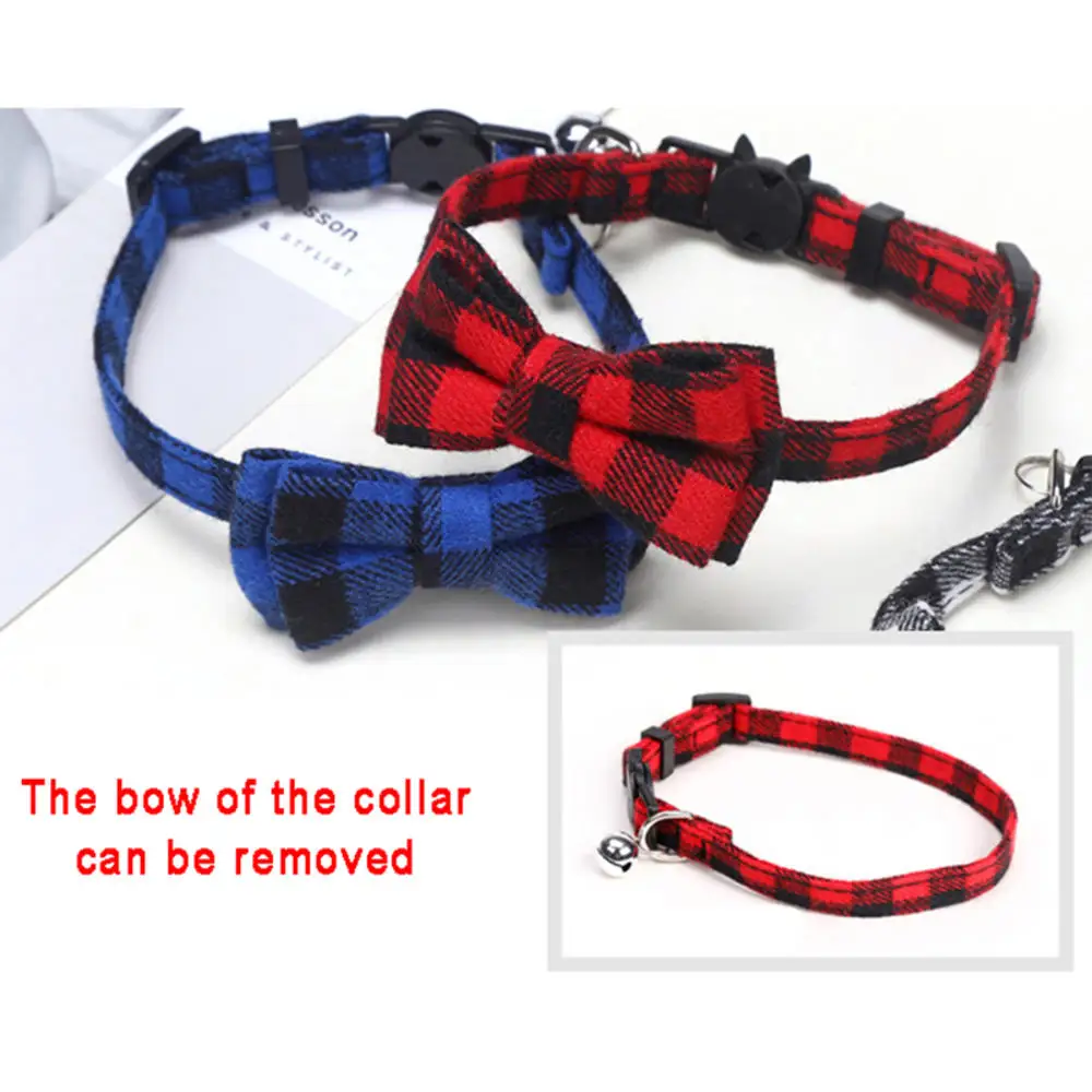 1PC Cute Cat Collar Small Puppy Cat Dog Collars B ow Kitten Collar Bowknot Necklace with Bell for Dog Cat Chihuahua Pet Supplies