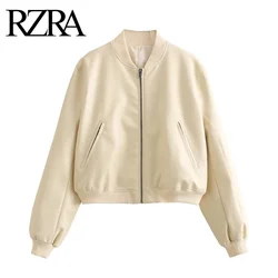 RZRA women's autumn new 2024 street style fashion trend versatile slim short imitation leather jacket coat women