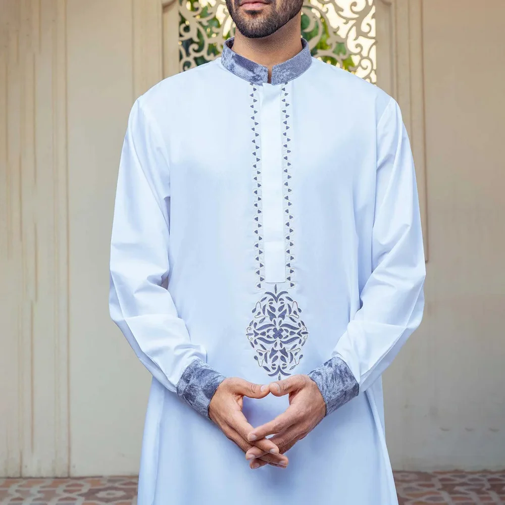 Mens Robe Middle Eastern Muslim Long Sleeve Embroidered Robe Four Seasons Arab Ethnic Style Banquet  Robe Men's Clothing  2024