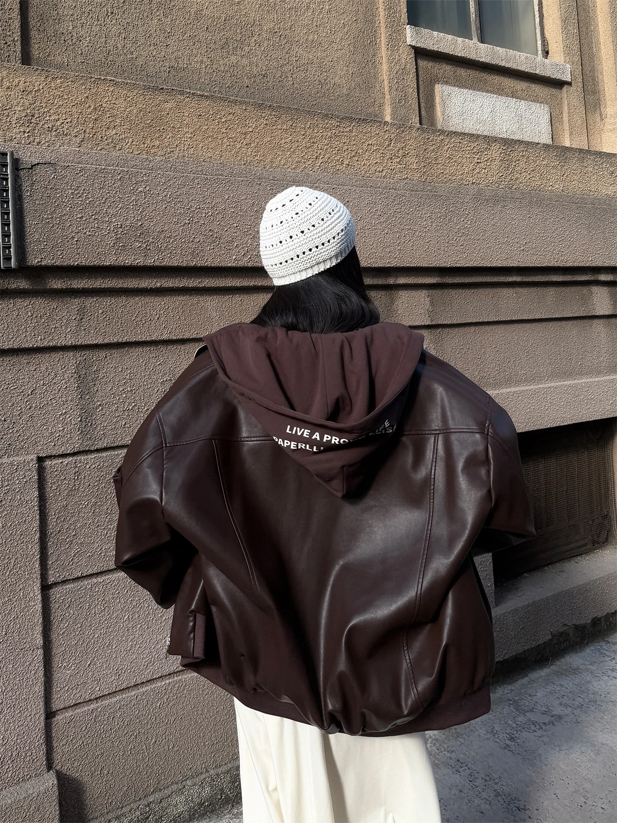 Cool American Sle Women's Leather Jaet with Hood Padded Quilted PU Leather ort Coat Zipper Closure ket Design