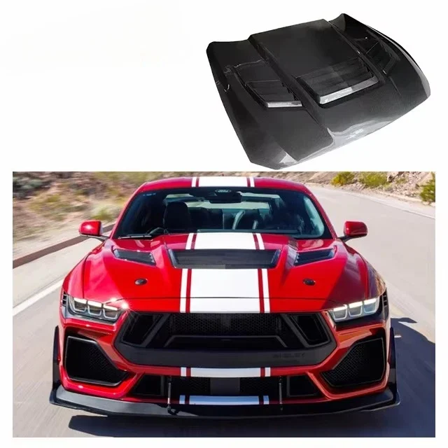 

2025 new Carbon Hood for Ford Mustang 2024 Shelby GT500 Super Snack KR Carbon Fiber Hood Body Kit GT500 Engine Hood