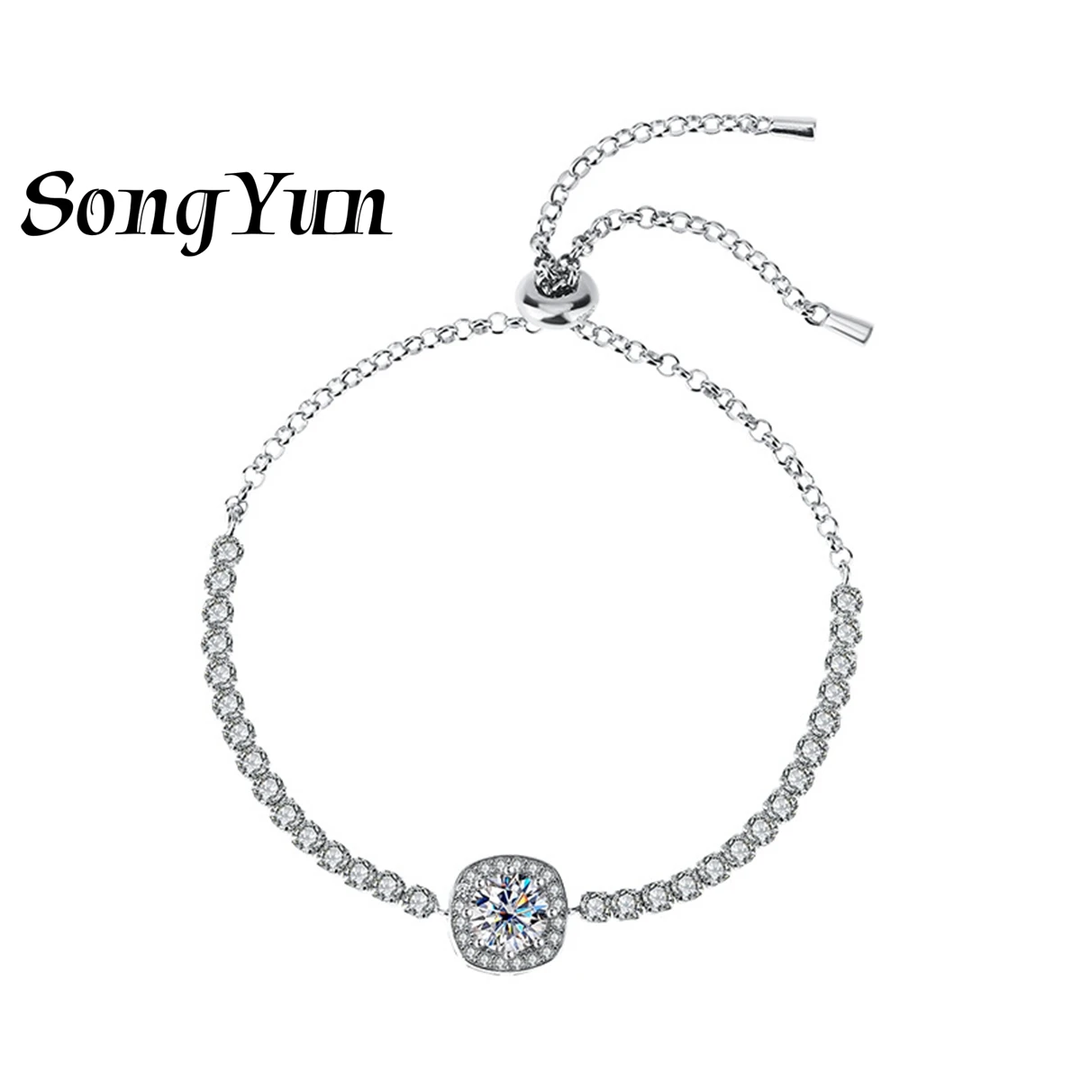 

SONGYUN Designer Jewelry 925 Sterling Silver Bracelet Moissanite Diamond Link Eternity Women 18K Gold Plated SYT Patent Bangle