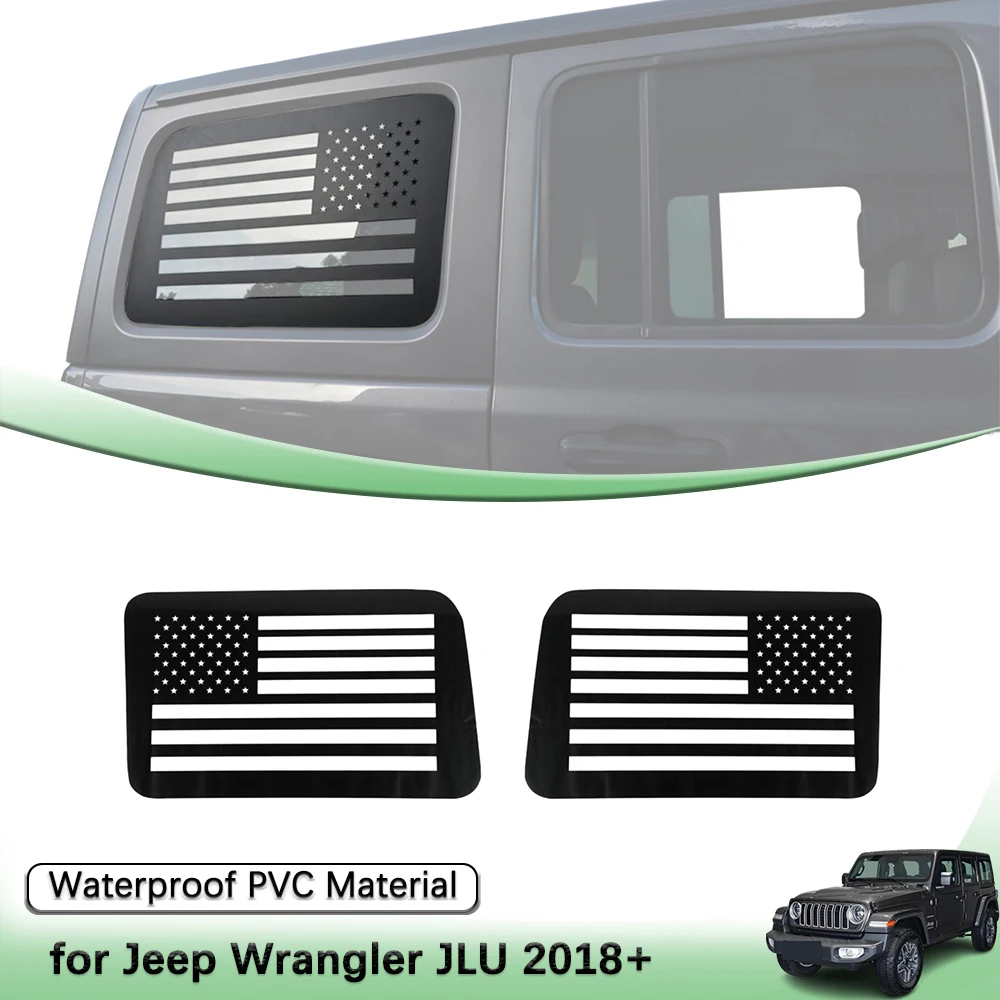 Rear Quarter Window US Flag Decal Jeep Wrangler JL Unlimited 4-Door 2018-2026 American Flag Window Trim Stickers Accessories