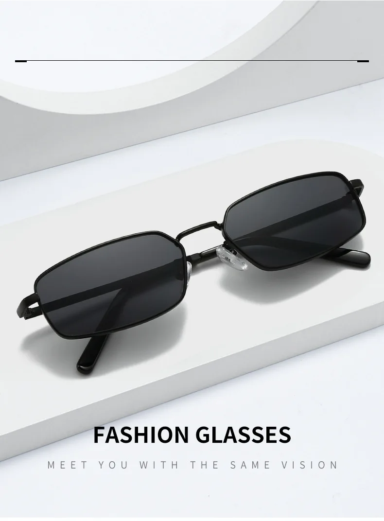 Amerikanischer Vintage-Sonnenbrillen-Stil aus Metall mit schmalem Rahmen, geeignet für Korrektionsgläser, Old-Money-Style Sonnenbrille – Detail 5