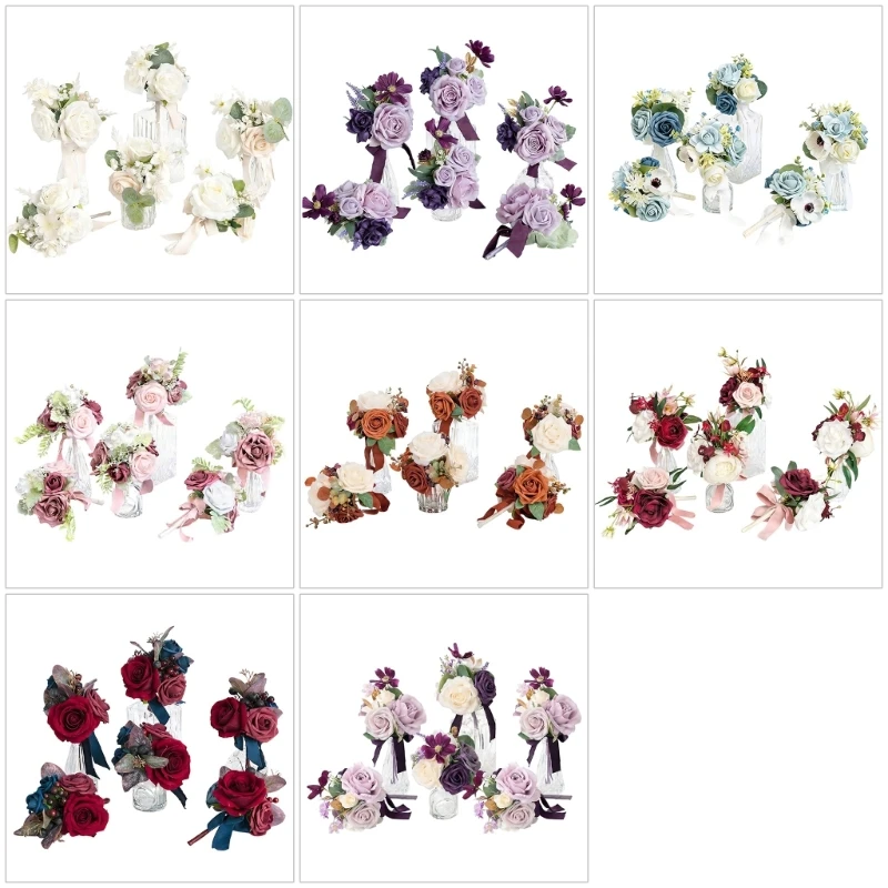 6 Stück Brautsträuße, künstliche PVC-Rosen für Hochzeitszeremonie, Dekoration, 3 x – Detail 1