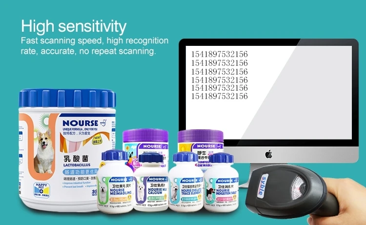 XB-917 Syble Supermarkt Handheld 1D Barcodescanner 2500-punts Pixel CCD Barcodelabelpistool