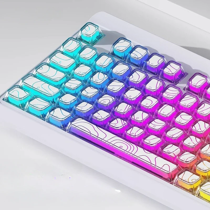 MiFuny Contour Line 3.0T Theme Keycap Set 113 Keys Customized PC Translucent MDA Profile Keycaps for Mechanical Keyboards Gifts