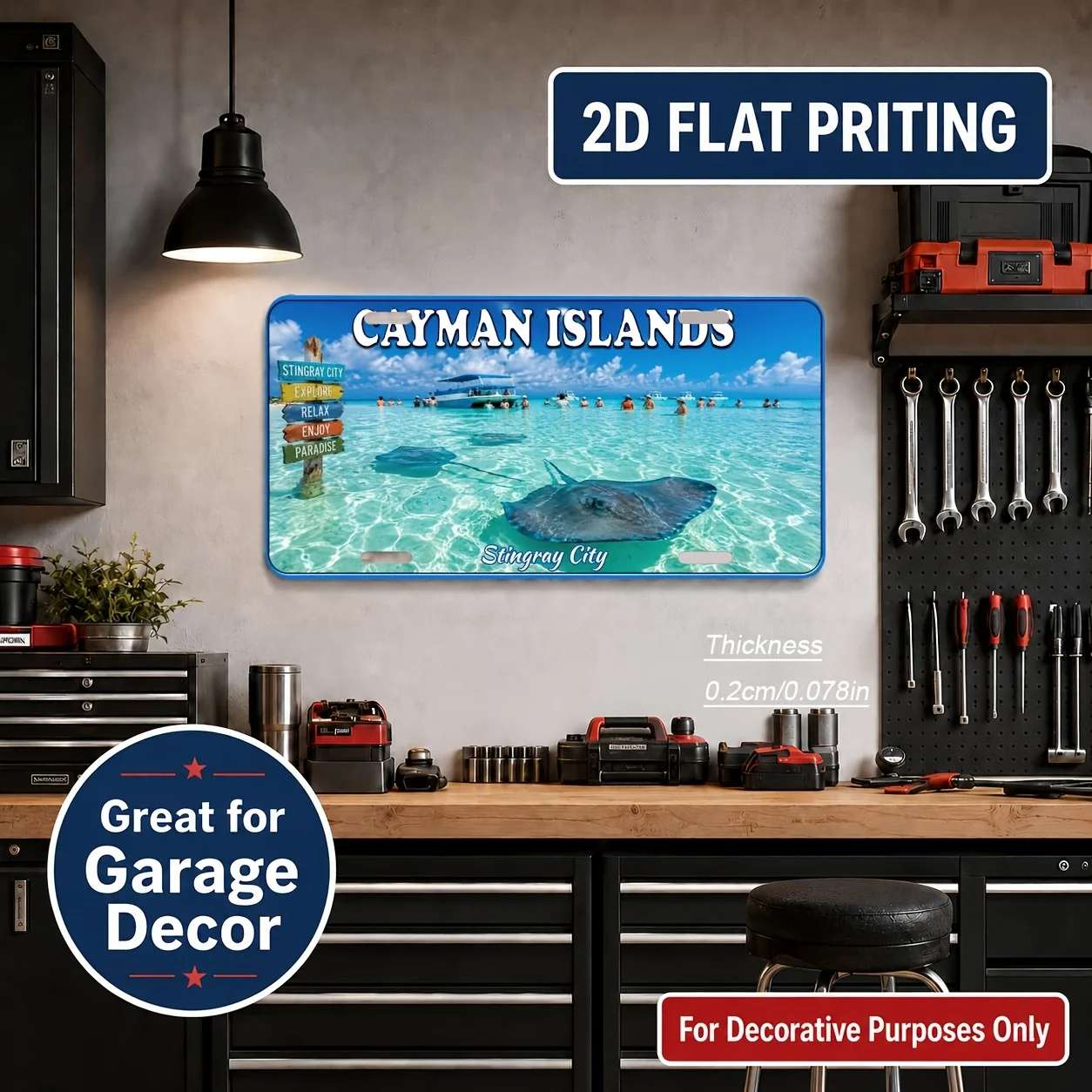 2D Flat - 【2D Flat】 2D Flat, 1pc, Cayman Islands Theme Vintage Sign, Home Decoration, Birthday Gift, Vintage Wall Art, Industria