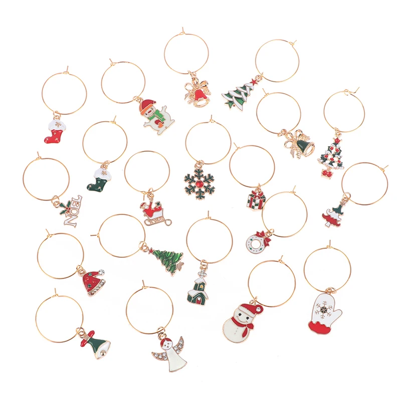 20pcs Christmas Wine Glass Charms Delicate Useful Durable Wine Cup Tags Wine Cup Decorations Wine Cup Markers Party Supplies