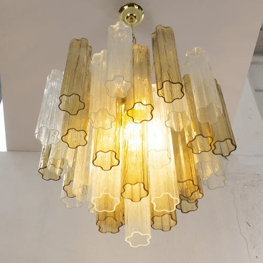 

2025 New Trendy French Design Glass Art LED Chandelier Lighting Suspension Luminaire Lampen Hanging Light For Living Room