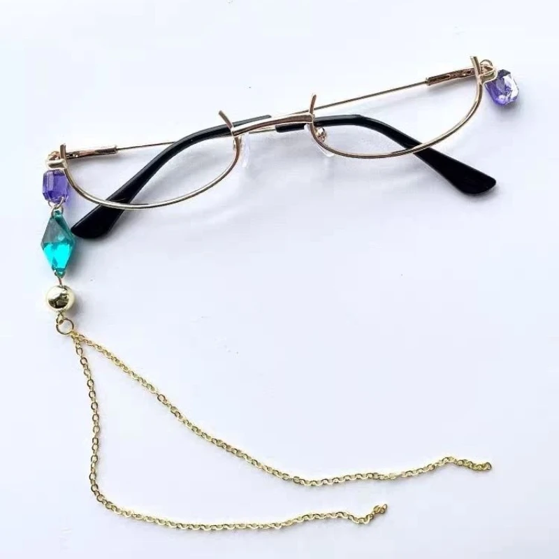 Anime Game Genshin Baizhu Cosplay Glasses No Lens Half Frame Coser Glasses accessory for costume