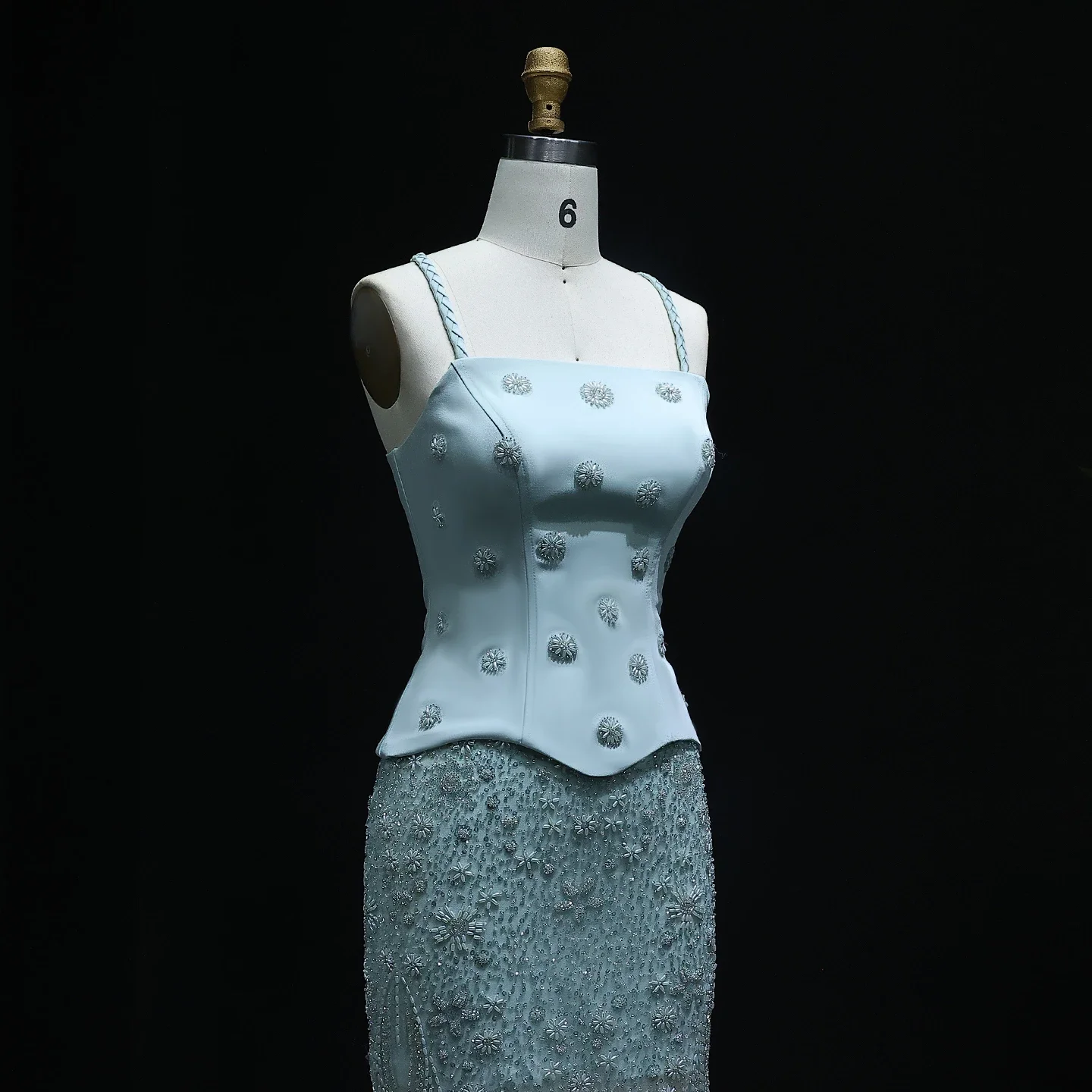 Sharon Said Salbeigrünes schickes zweiteiliges Abendkleid mit Spaghettiträgern Lila Dubai Damen Hochzeitskleid SS130 Maßgeschneidert