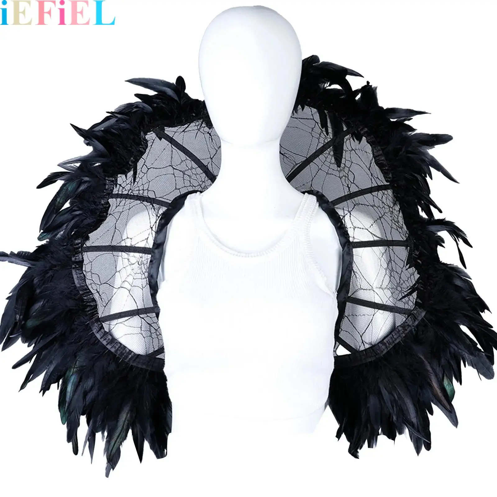 

1Pcs Feather Lace Cape Shawl Cloak Shoulder Carnival Masquerade Shawl Halloween Costumes Dress Up Accessories