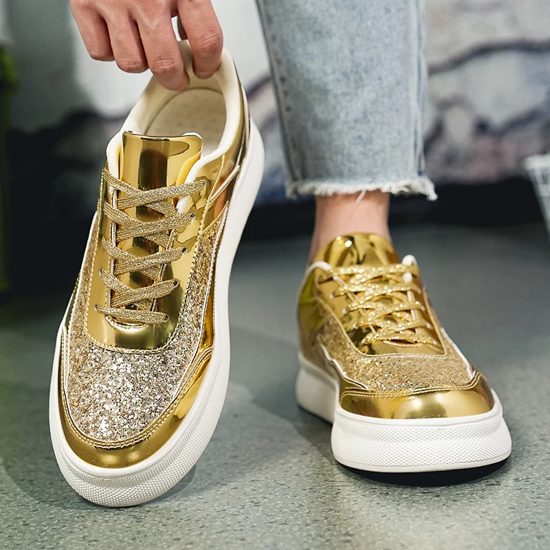 

Men's and Women's Universal Gold Sports Shoes Luxury Brand Men's Skateboarding Shoes Comfortable Street Walking Shoes