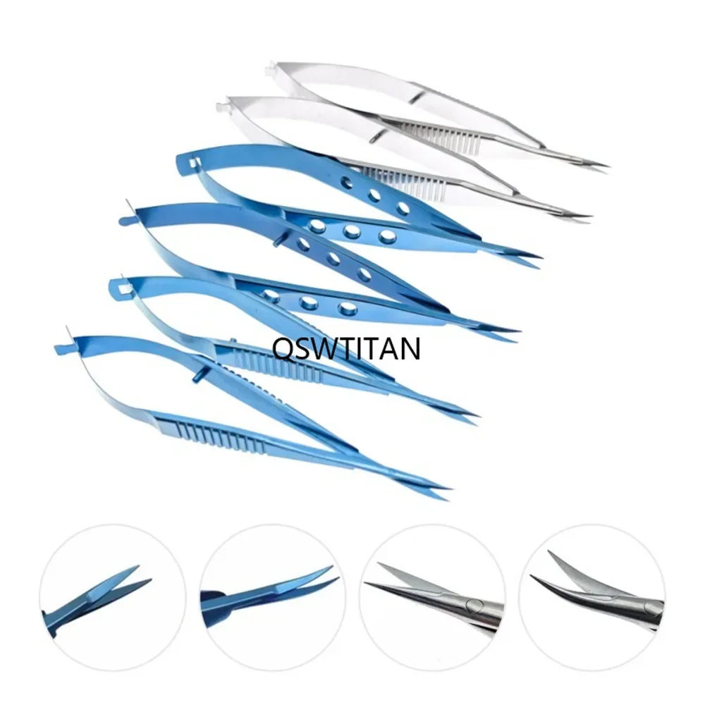 Micro Scissors Sharp Tips Iris Scissors Titanium Straight/Curved Stainless Steel Double Eyelid Scissors Ophthalmic Instrument