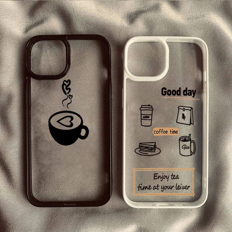 Warm Coffee Pattern Phone Case For Samsung Galaxy S26 S25 Plus S24 Ultra S23 FE A06 A16 A36 A56 A55 A54 A35 A34 Soft Cover