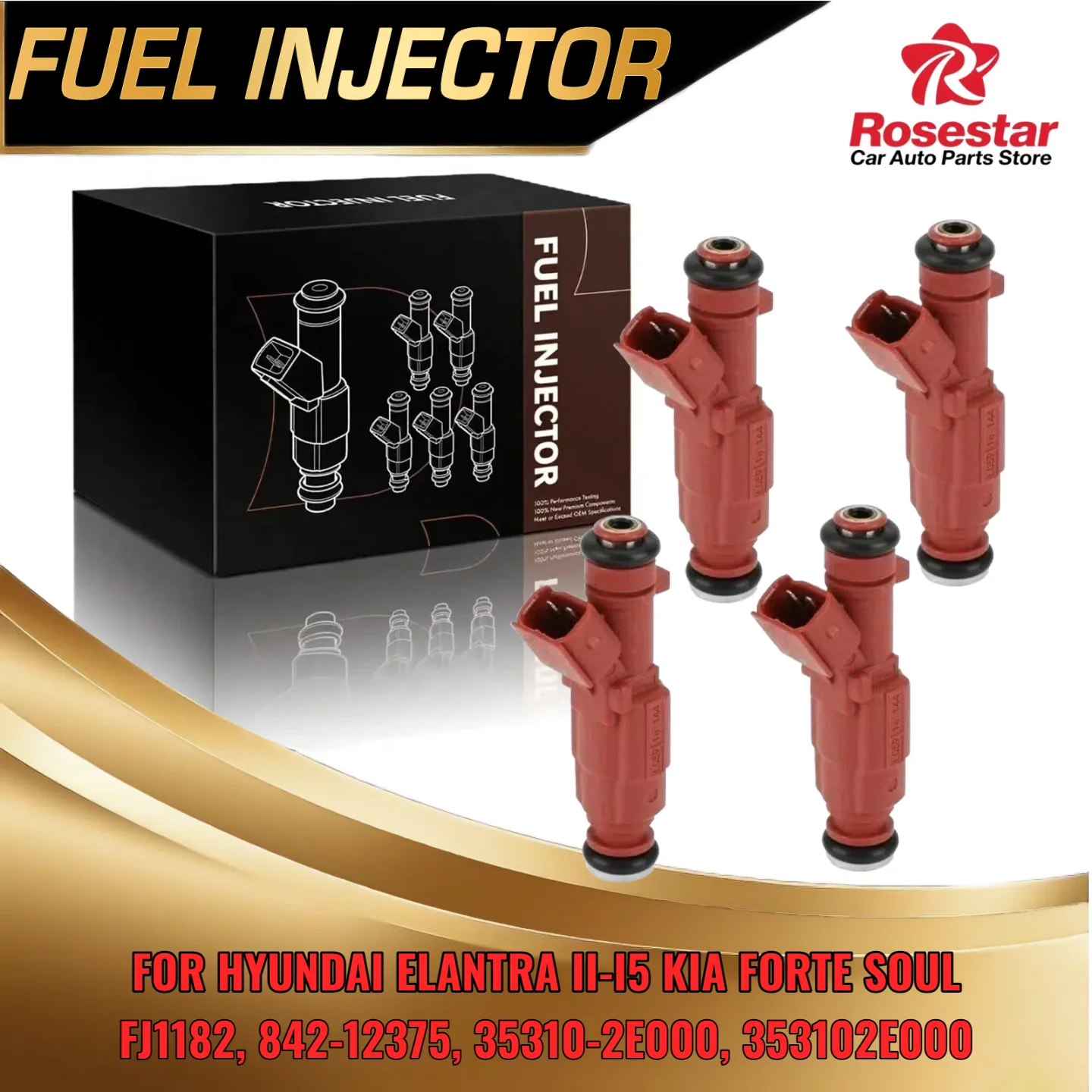 

4Pcs New Injectors For Hyundai Elantra For Kia Forte 1.8L 2.0L FJ1182 353102E000