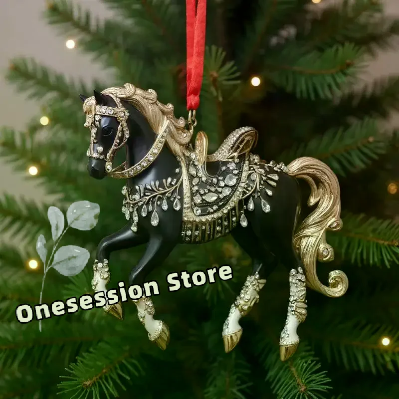 

2D акриловое зеркало для автомобиля с лошадью - украшение для рождественской елки и подвесное украшение для новогодней вечеринки