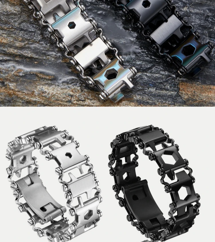 High Quality 29-in-1 Stainless Steel Emergency Tool Wristband Portable Multi-functional Manual Combination Tool EDC