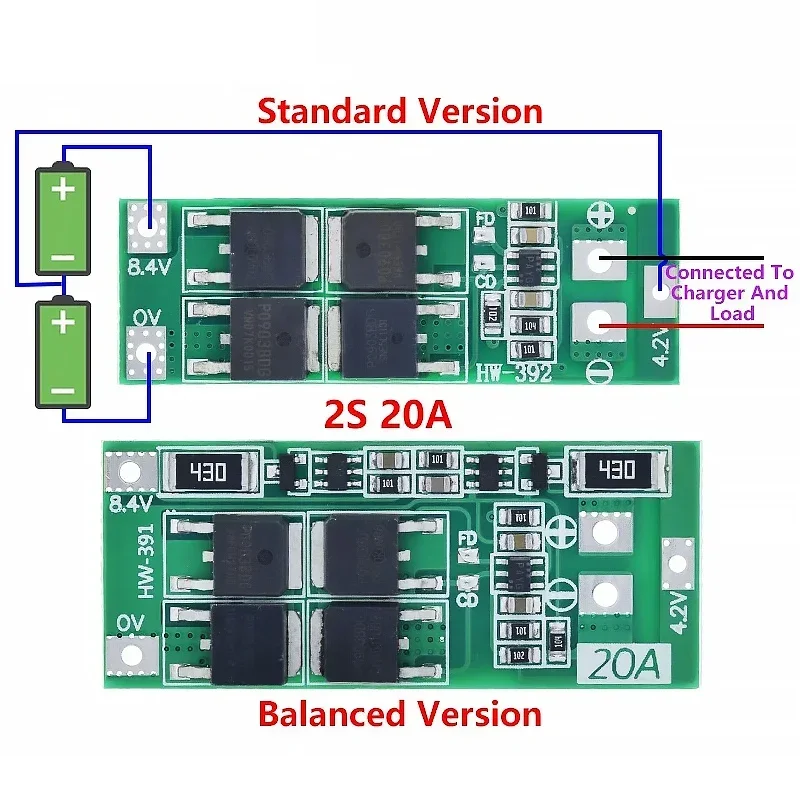 2S 20A 7.4V 8.4V 18650 Lithium Battery Protection Board/BMS Board Standard/Balance For DIY