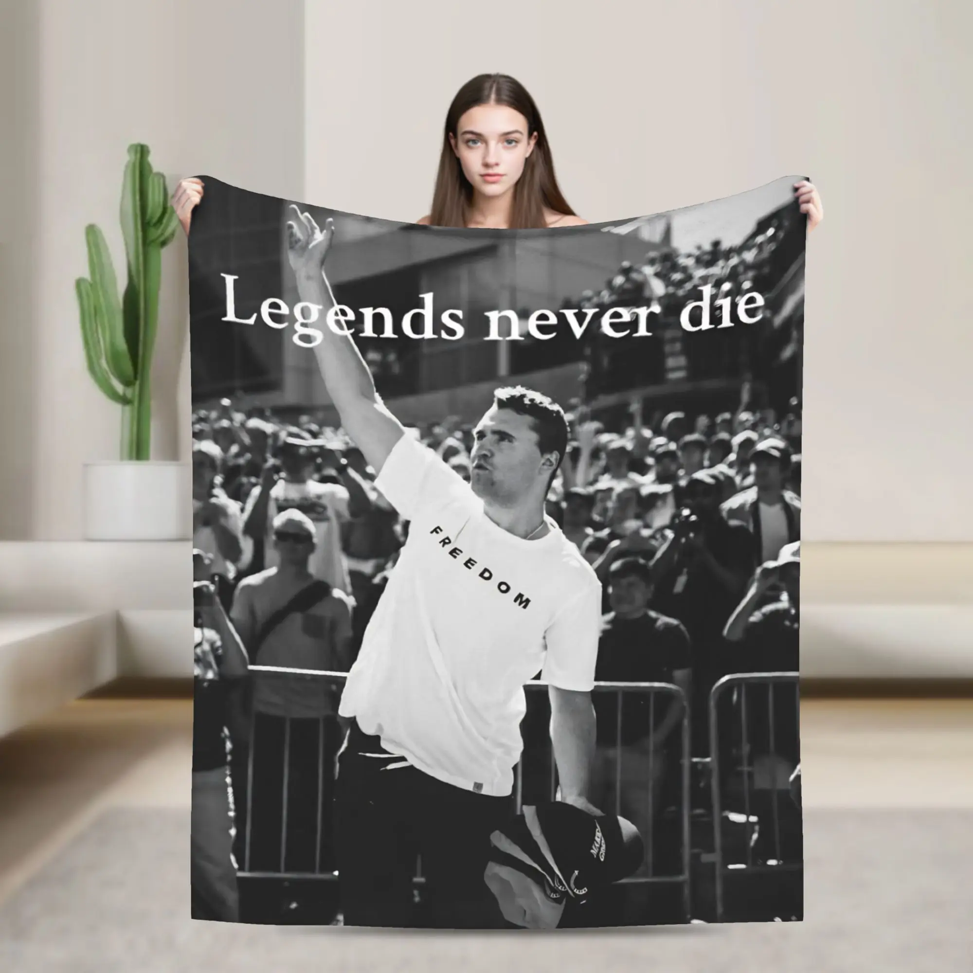 CharlieKirk ICharlie Meme Blanket Velvet Decoration Kirkified  Multifunction Throw Blanket for Home Bedroom Plush Thin Quilt