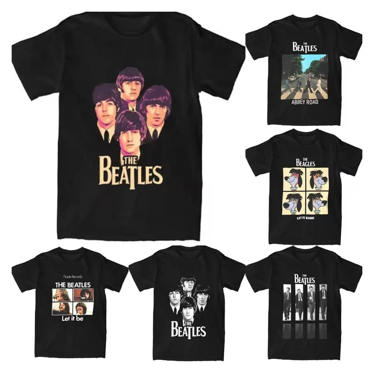 Printed The B-Beatle Band Tshirts Men Round Neck Short Sleeve Tops 100%Cotton Clothing