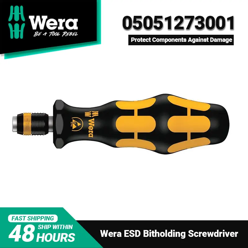 WERA 05051273001 813 R ESD  Hexagonal Drill Bitholding Screwdriver Non Magnetic 1/4 Inch Bit 90mm Length Screwdriver Tools