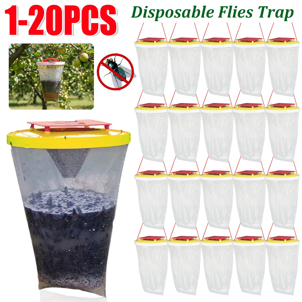 Disposable Mosquito Trap Catcher Flies Catching Bag Hanging Flies Catcher with Bait for Parks/Canteens/Restaurants/Farms Outdoor