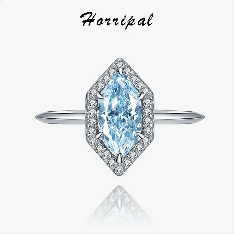 

Hexagon 5A Zircon Ring for Women S925 Sterling Silver Plated 18K White Gold Fashion Trend Party Engagement Ring Luxury Jewelry