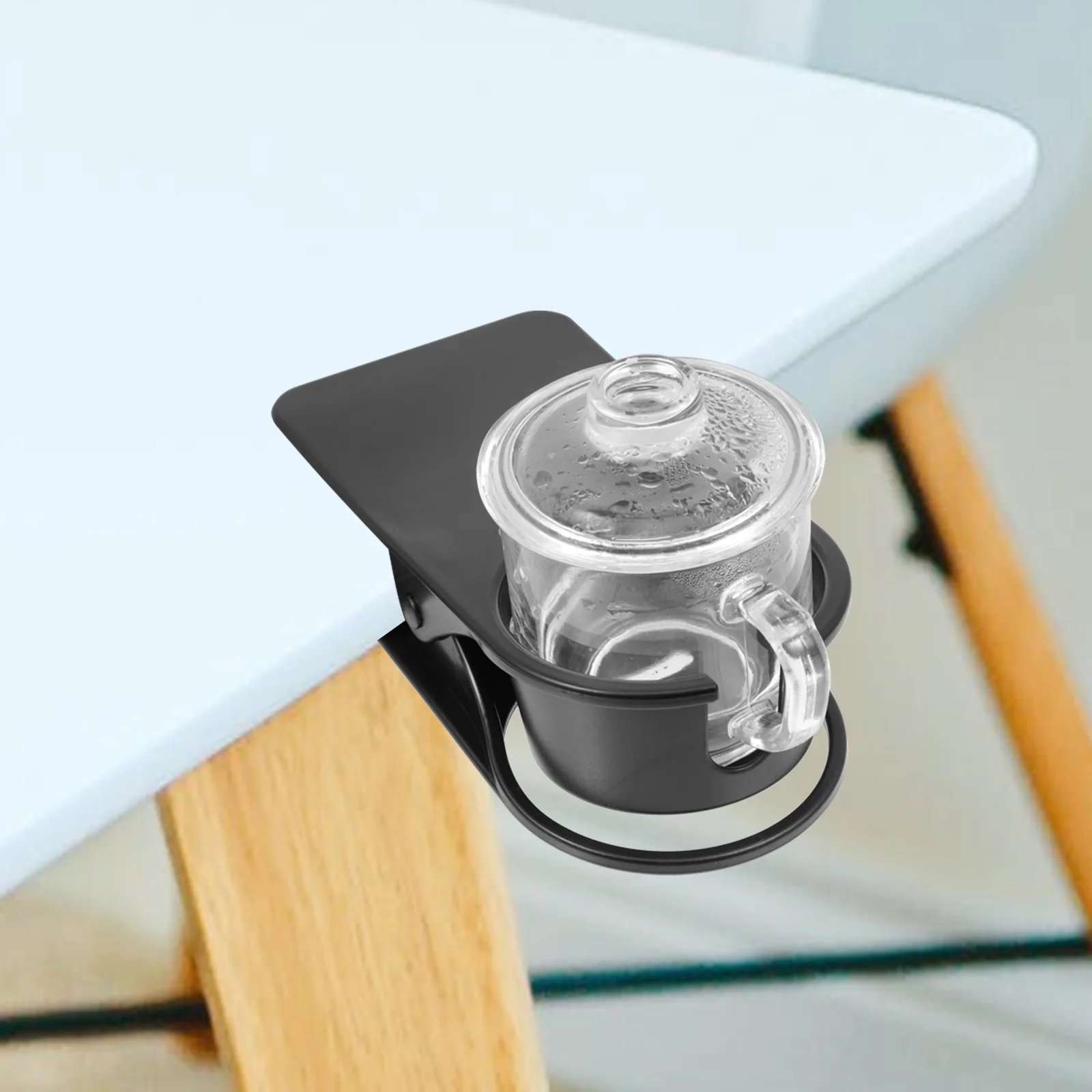 

2 pcs Cup Holder Desktop Water Bottle Glass Storage Computer Cupholder Strong Clamp Black Mug Clip For Office Desk Car