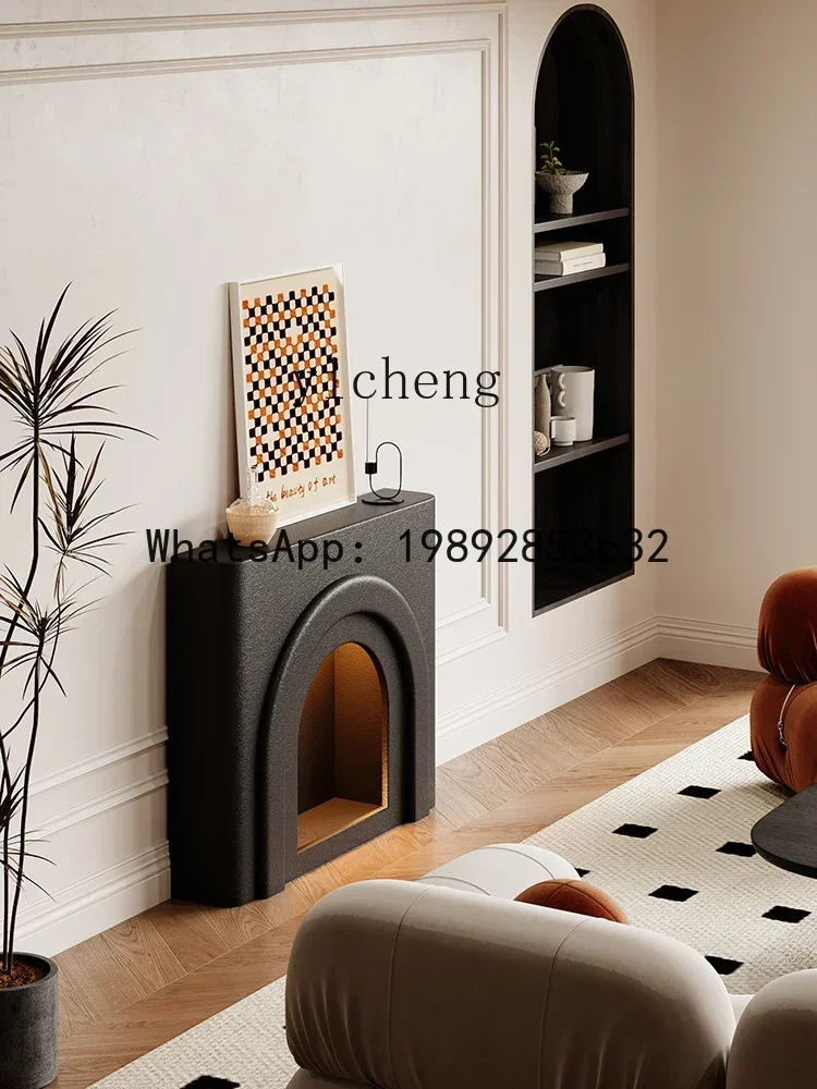 b18 Decorative Fireplace Wall Cabinet with Lights French Living Room Entrance High-Grade Floor Storage Cabinet