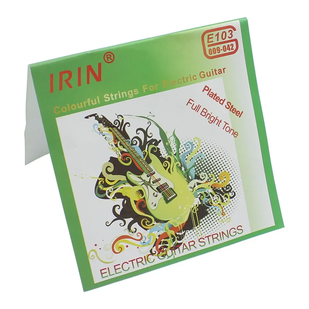 6pcs Electric Guitar Strings Musical Instruments 0.009-0.042 Inch Color IRIN Electric Guitars Basses Accessories 11.5x11x0.5cm