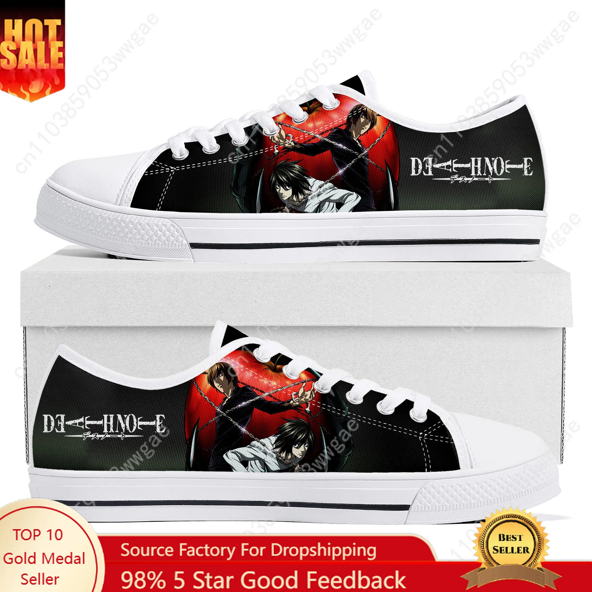 

Death Note Low Top Sneakers Mens Womens Canvas Sneaker High Quality Confortable Casual Couple Shoes Cartoon Tailor-made Shoes