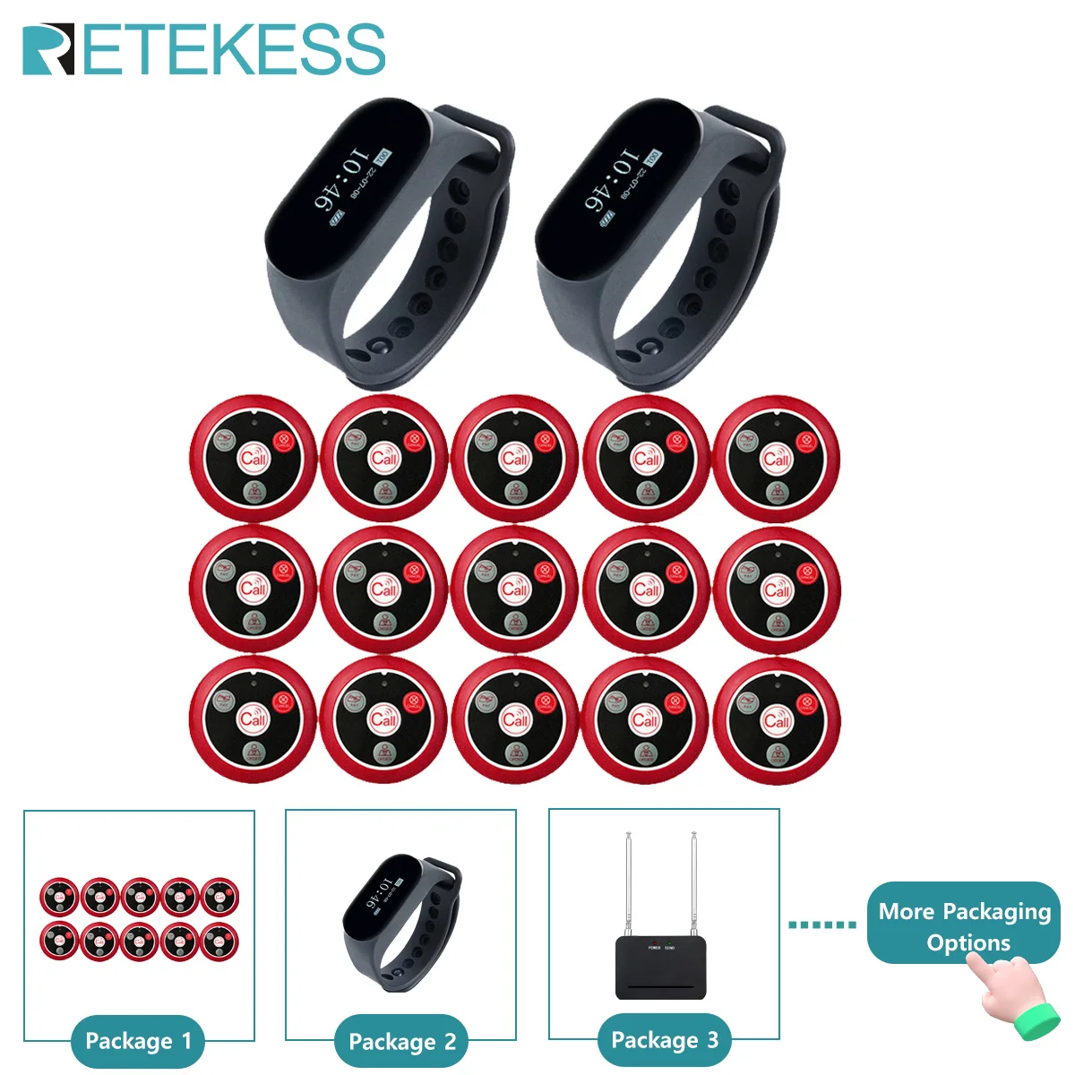 RETEKESS Restaurant Pager Wireless Waiter Calling System TD112 Waterproof Bell Watch Receiver  T117 Call Buttons for Cafe Bar