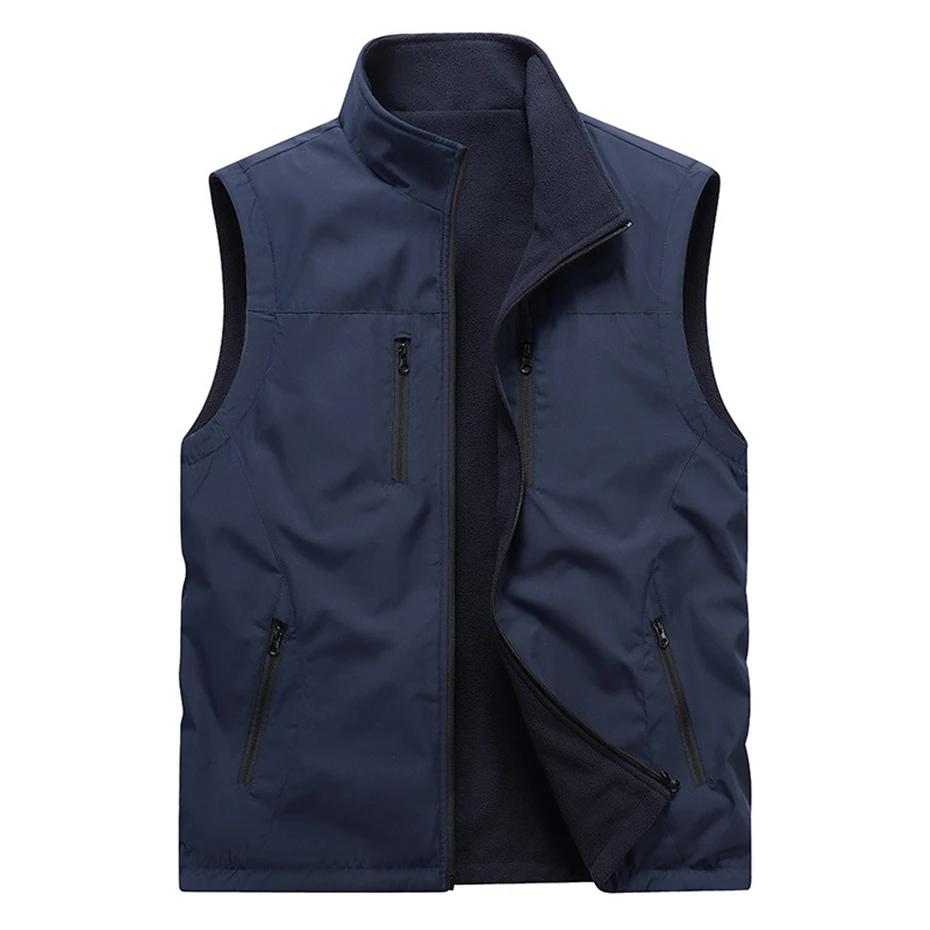 10XL Plus Size Double-sided Vest Men Autumn Winter Fleece Vests Male Sleeveless Jacket Male Big Size 10XL