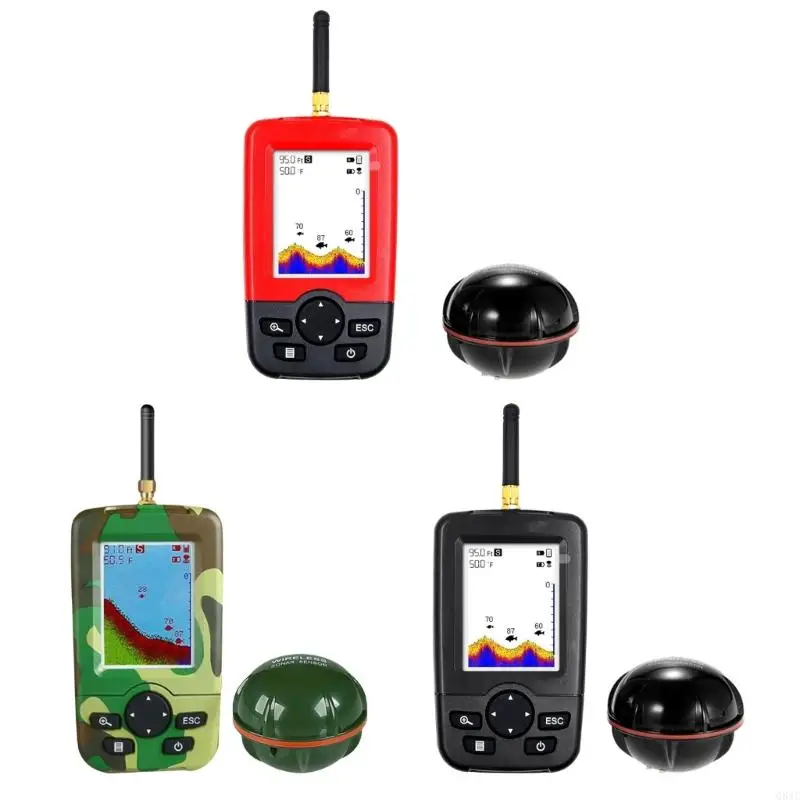 

Q84C Portable Fish Finders Transducer Sonar Sensors Water Depth Finders with Color LED Display Sounders Fishfinder Easy to Use