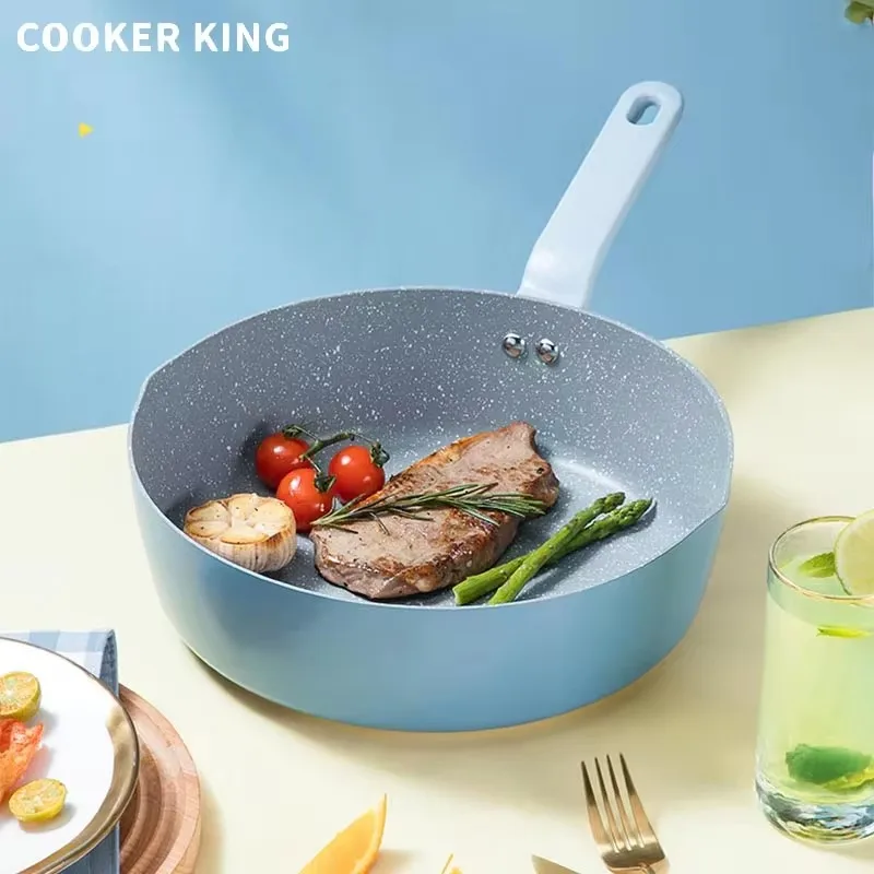 

COOKER KING 24/26/28cm Maifan Stone Non-stick Frying Pan Pancake Household Chef Pot Universal Gas Induction Cooker Kitchenware