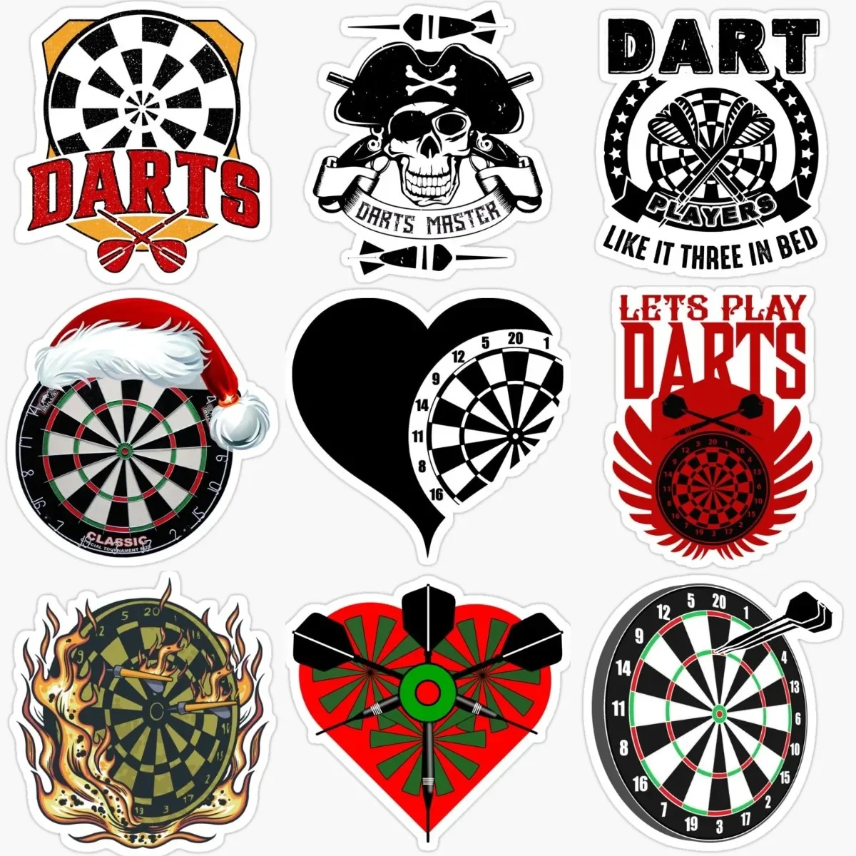 

Darts Player Dartboard Creative PVC Waterproof Stickers Accessories for Decorate Bicycle Wall Car Truck Bicycle Van Room