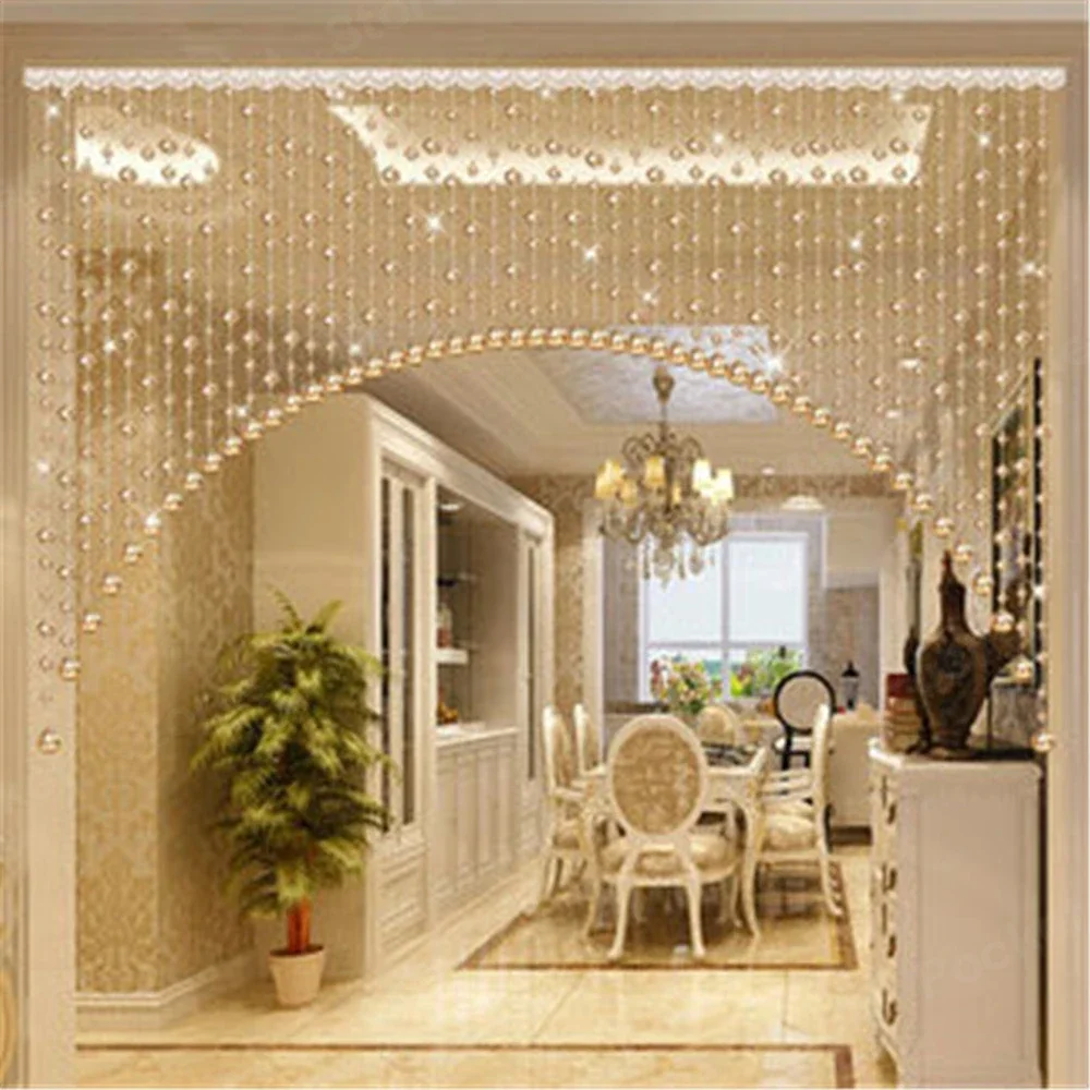 48 faceted champagne Arched Acrylic Crystal Glass Bead Door Curtain Living Room Bedroom Window butterfly bathroom Wedding Decor