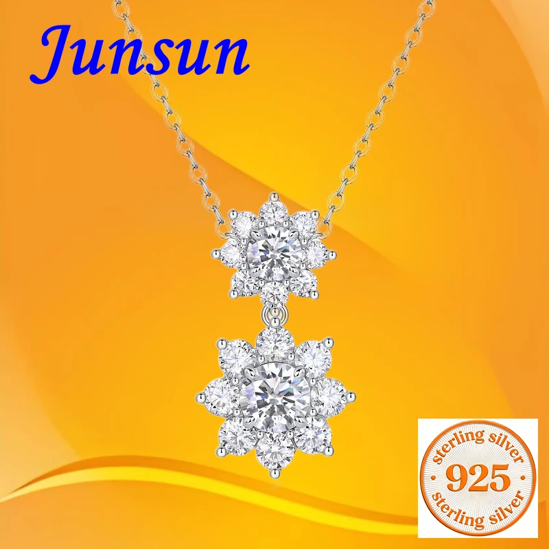 

Модное колье Junsun с подвеской на ключицу, легкое, роскошное, высококачественное, из серебра S925, многослойное, с муассанитом