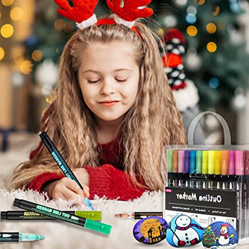 علامات مخطط معدني ، علامة طلاء أكريليك ، قلم طلاء ، قلم رسم لامع للخشب ، لوحة صخرية