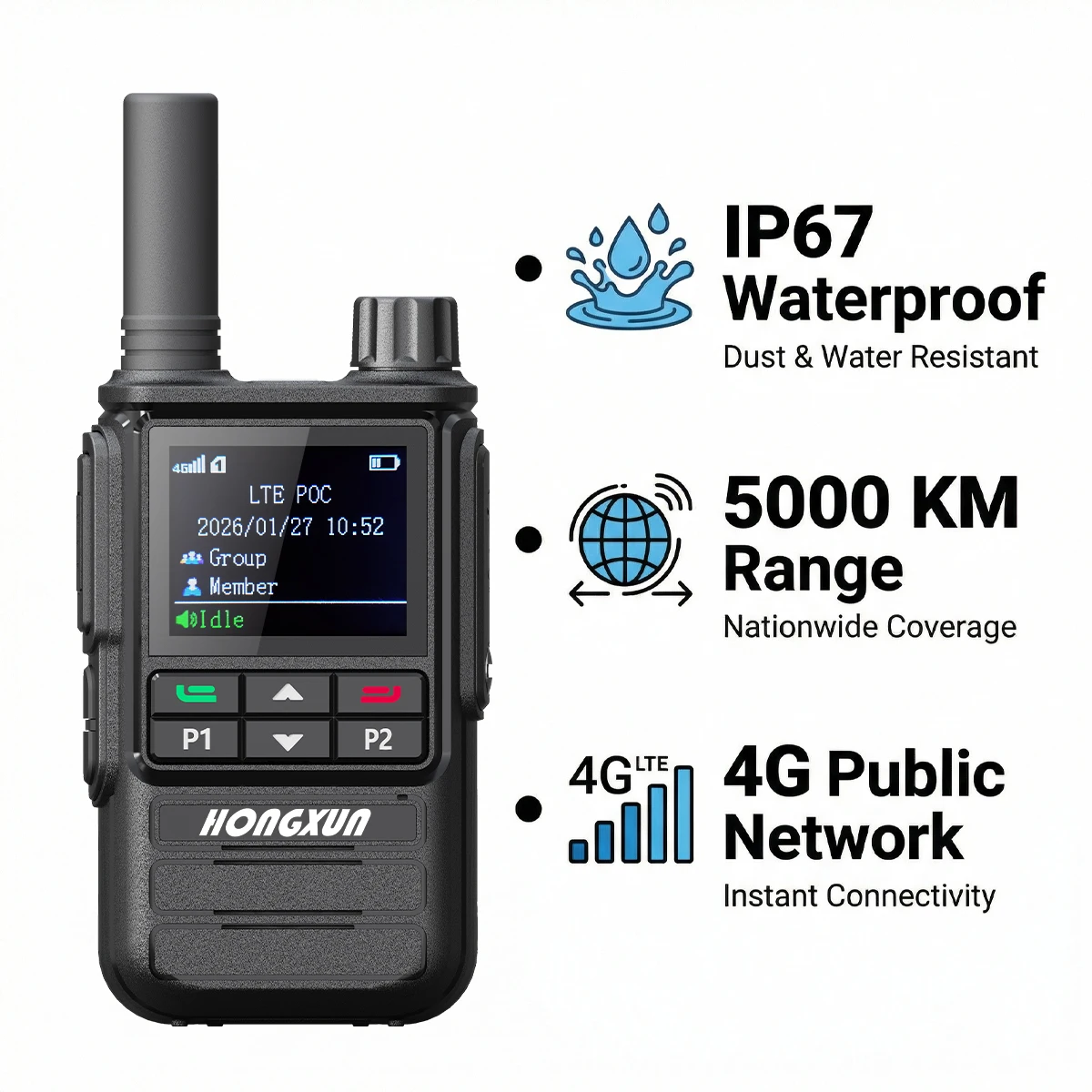 HX T260 5000km IP67 4G LTE POC Walkie Talkie Dual SIM Card Portable High Call Quality Long Distance Sim Card Radio