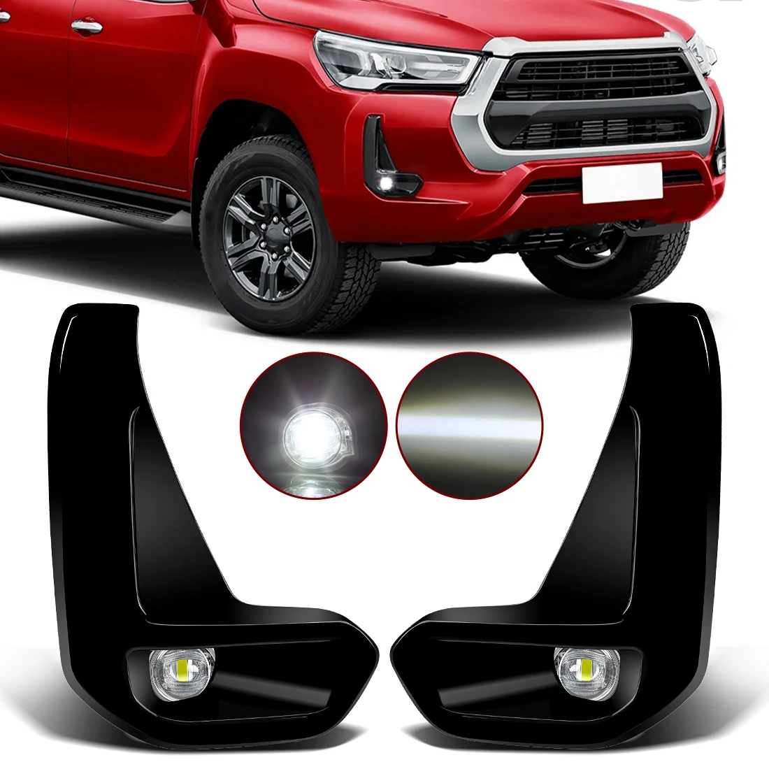 

Для Toyota Hilux Revo 2020 2021 2022: Комплект из 1 светодиодного противотуманного фонаря, передний противотуманный фонарь, светодиодные дневные ходовые огни, 12В