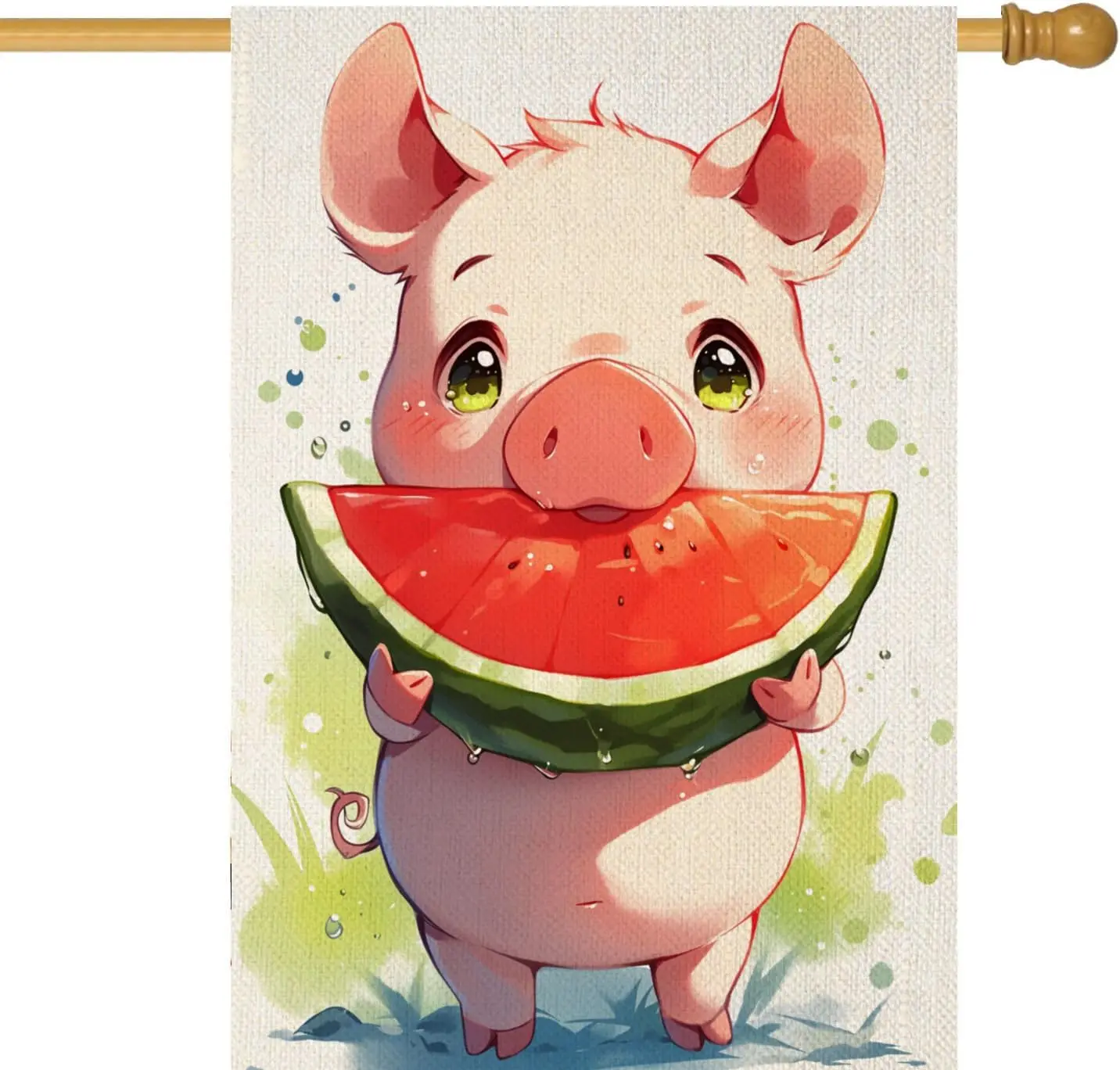 خنزير ترحيب الصيف حديقة العلم الشاطئ 28x40 مزدوجة الوجهين، الخيش البطيخ الصغيرة الفواكه حديقة ساحة المنزل أعلام خارج EEN