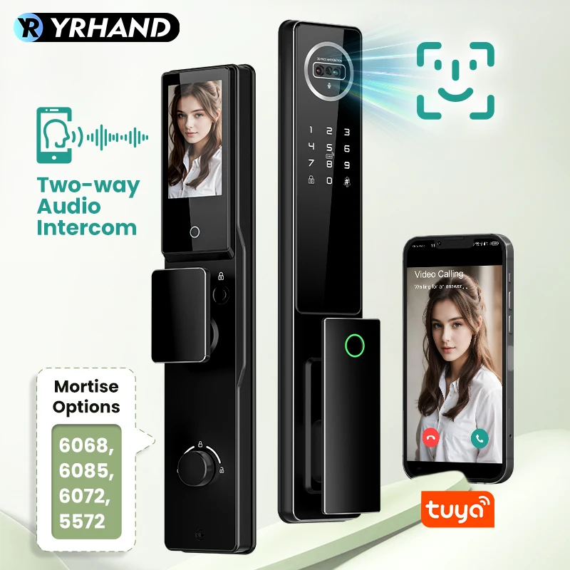 YRHAND Fully automatic Audio Intercom System Nfc Fingerprint Door Lock Tuya Face Electronic Intelligent Digital Lock For Home