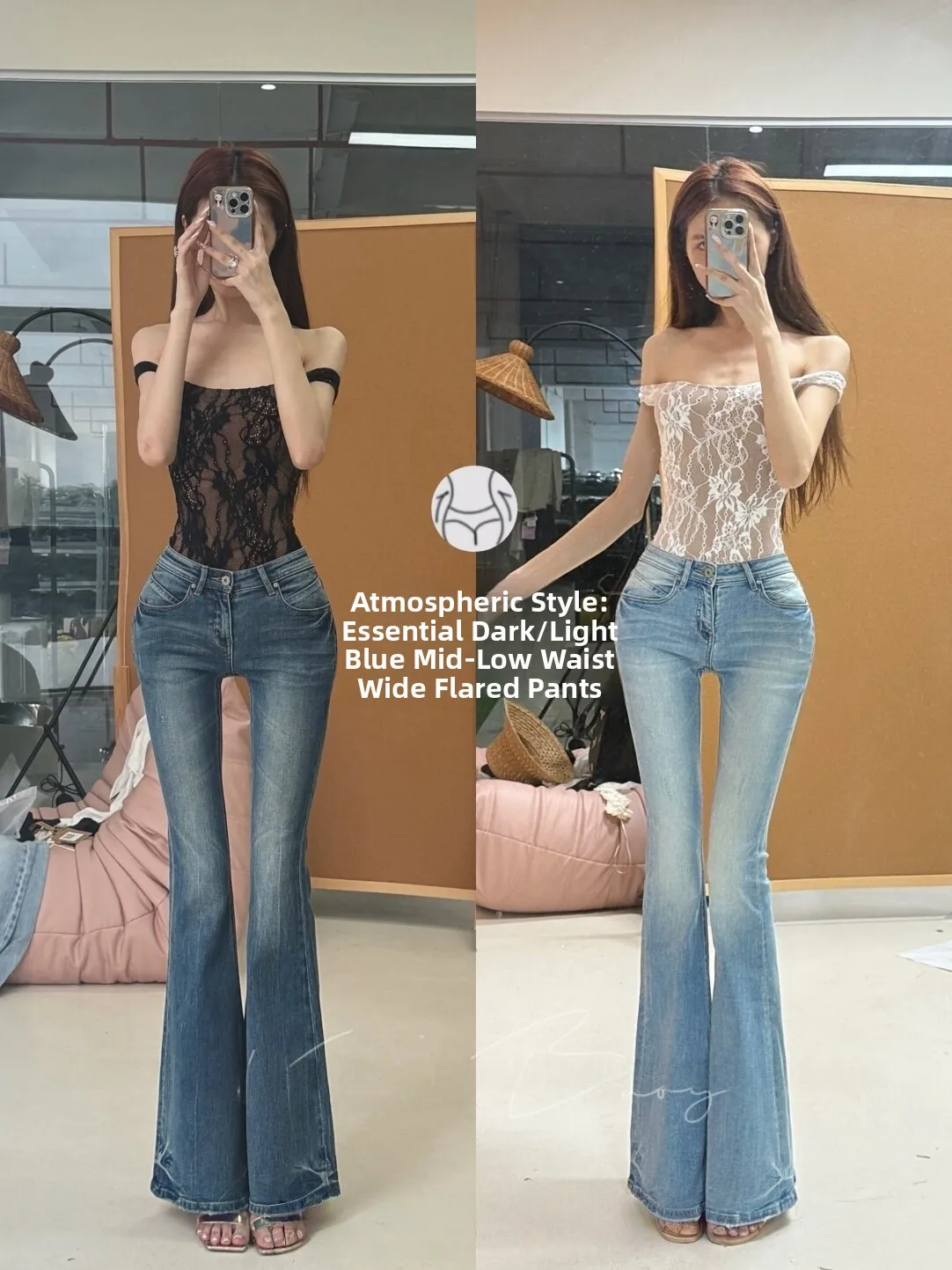 

Korean Style Heavy Duty Washed Micro Flare Jeans Women's Spring Elastic Waist Slimming Pants Hip Enhancing Butt Lifting Versa...